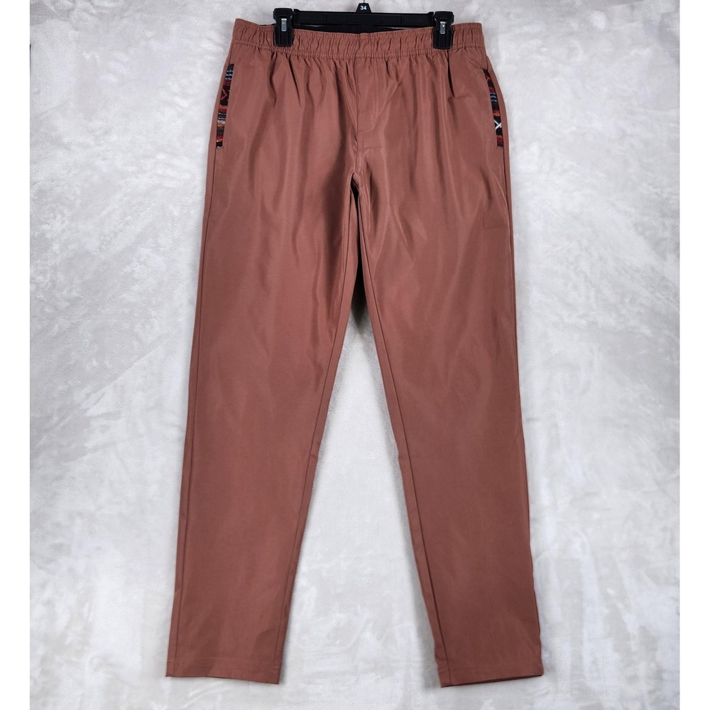 Wowie Windbreaker Pants Mens 34x31 Brown Joggers Microfiber Elastic Waist Tall